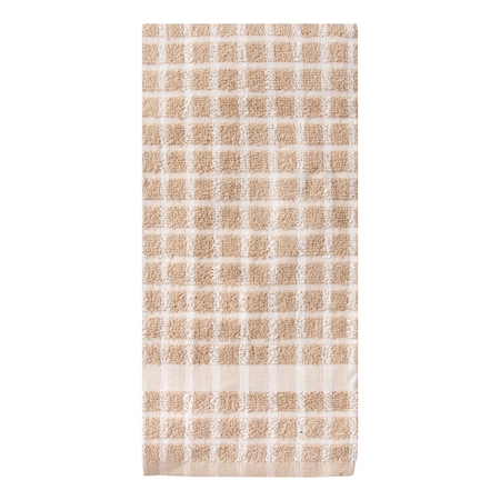 Ritz Concepts Check Kitchen Towel 100% Cotton Terry Taupe/Natural, PK12 82690